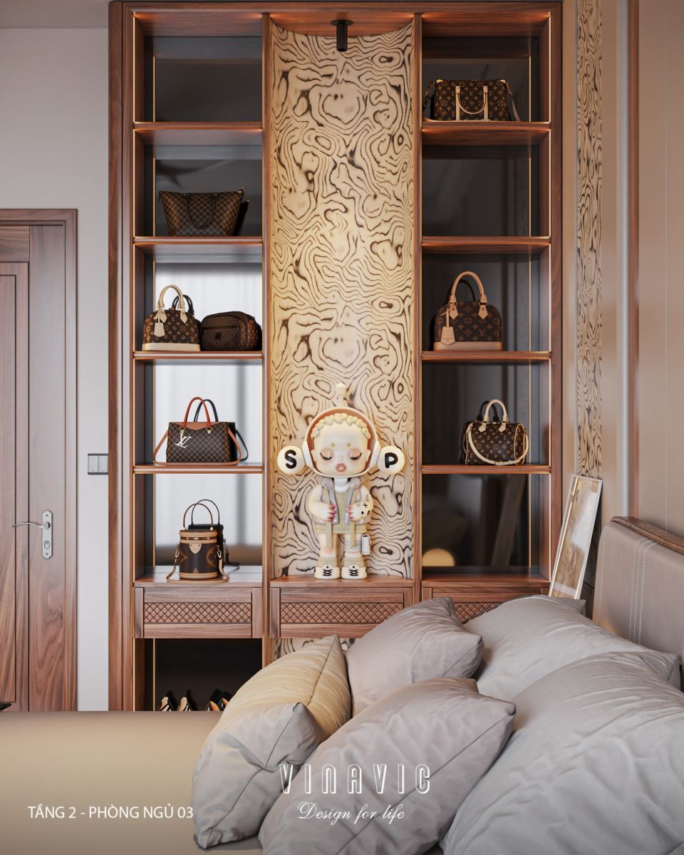 Nội thất phòng ngủ 03 tầng 2 biệt thự 3 tầng hiện đại 9x24m NT2353