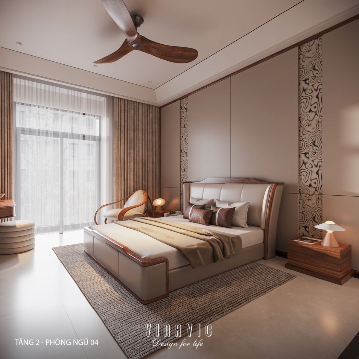 Nội thất phòng ngủ 04 tầng 2 biệt thự 3 tầng hiện đại 9x24m NT2353