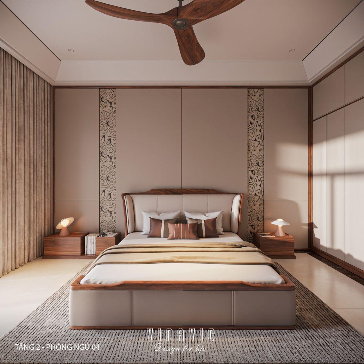 Nội thất phòng ngủ 04 tầng 2 biệt thự 3 tầng hiện đại 9x24m NT2353