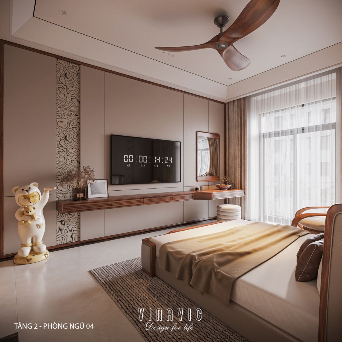 Nội thất phòng ngủ 04 tầng 2 biệt thự 3 tầng hiện đại 9x24m NT2353