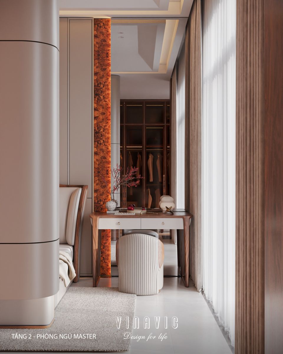 Nội thất phòng ngủ master tầng 2 biệt thự 3 tầng hiện đại 9x24m NT2353