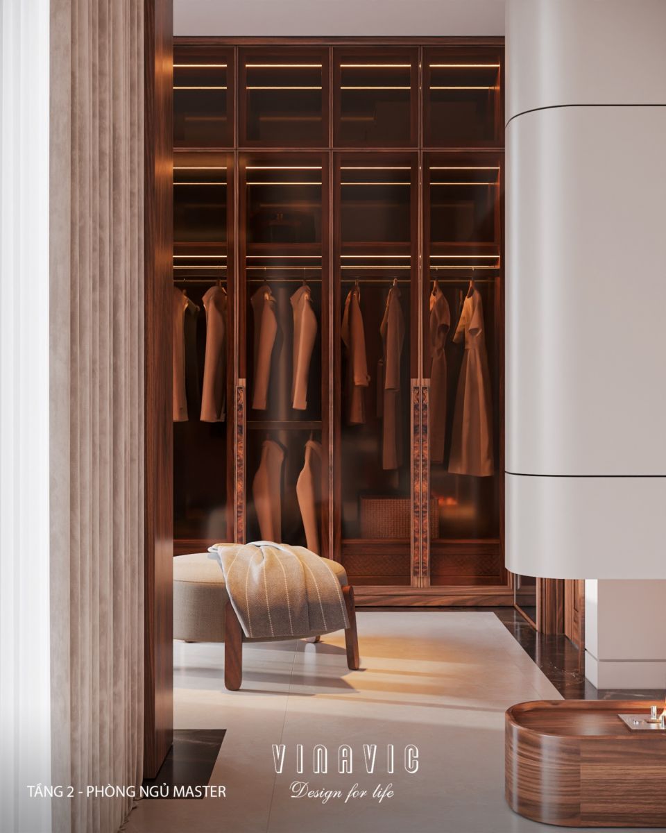 Nội thất phòng ngủ master tầng 2 biệt thự 3 tầng hiện đại 9x24m NT2353