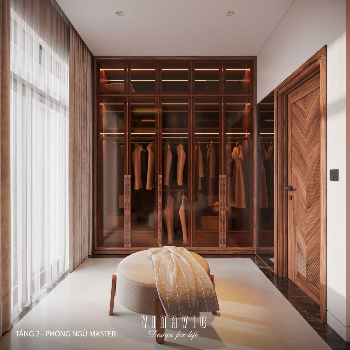 Nội thất phòng ngủ master tầng 2 biệt thự 3 tầng hiện đại 9x24m NT2353