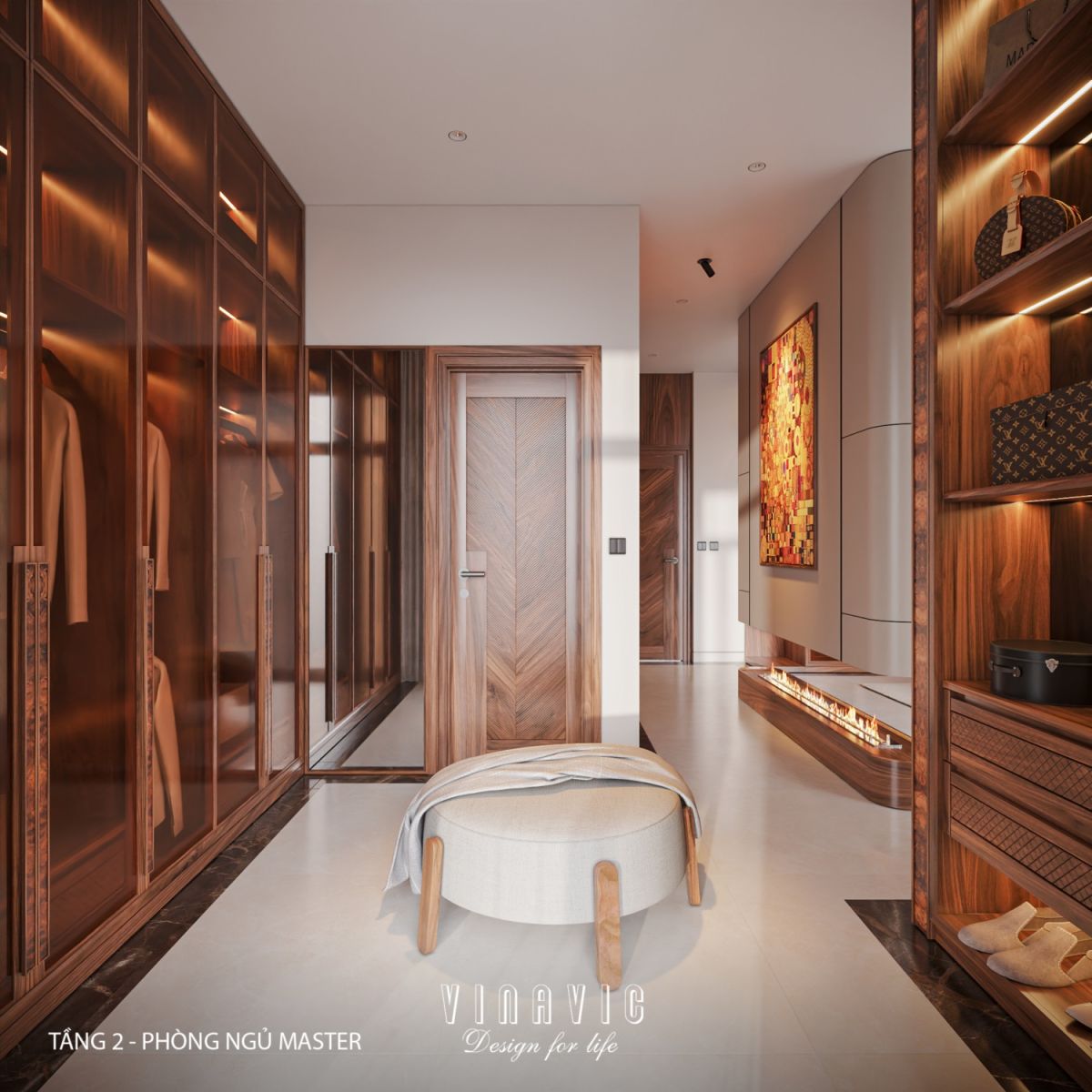 Nội thất phòng ngủ master tầng 2 biệt thự 3 tầng hiện đại 9x24m NT2353