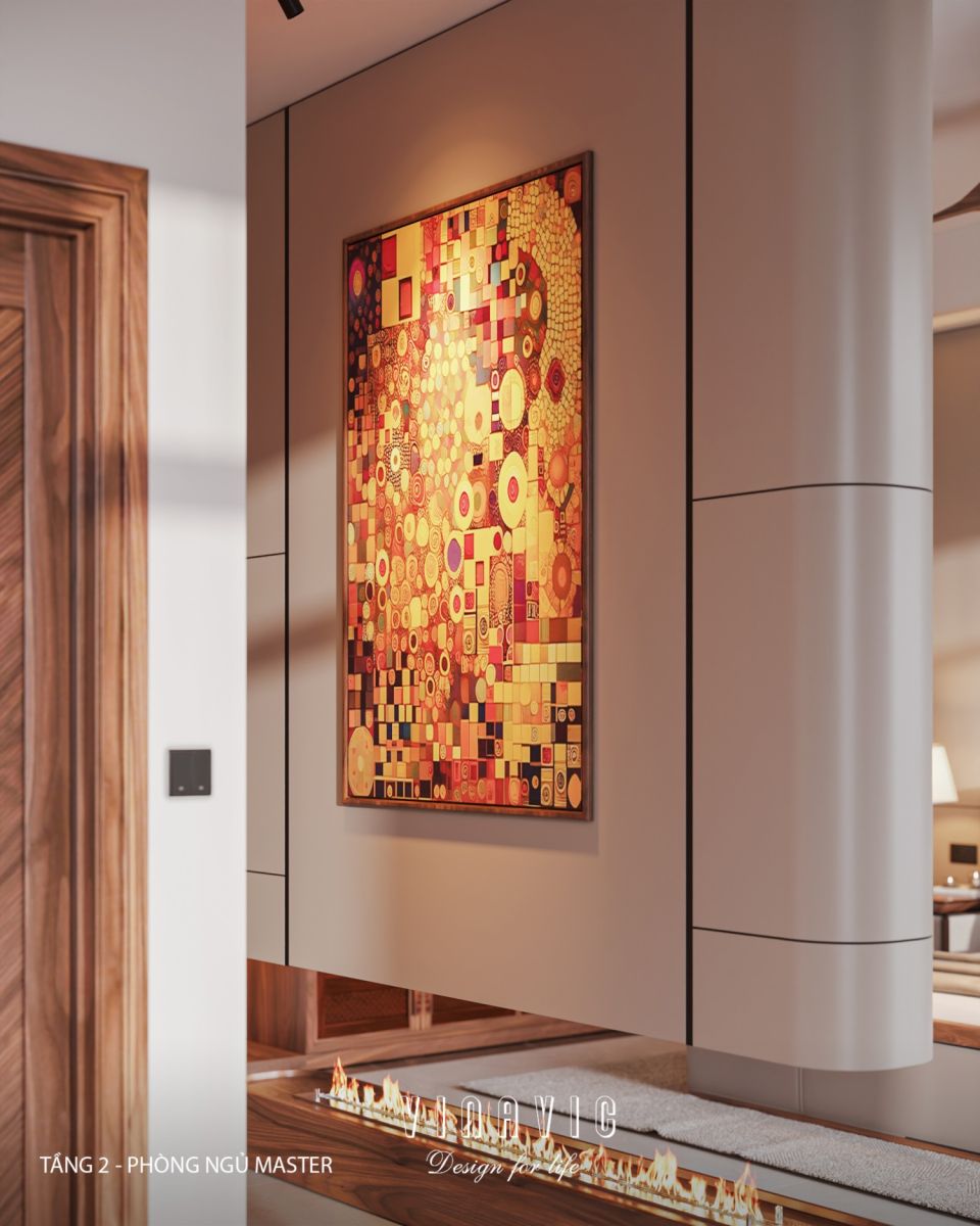 Nội thất phòng ngủ master tầng 2 biệt thự 3 tầng hiện đại 9x24m NT2353