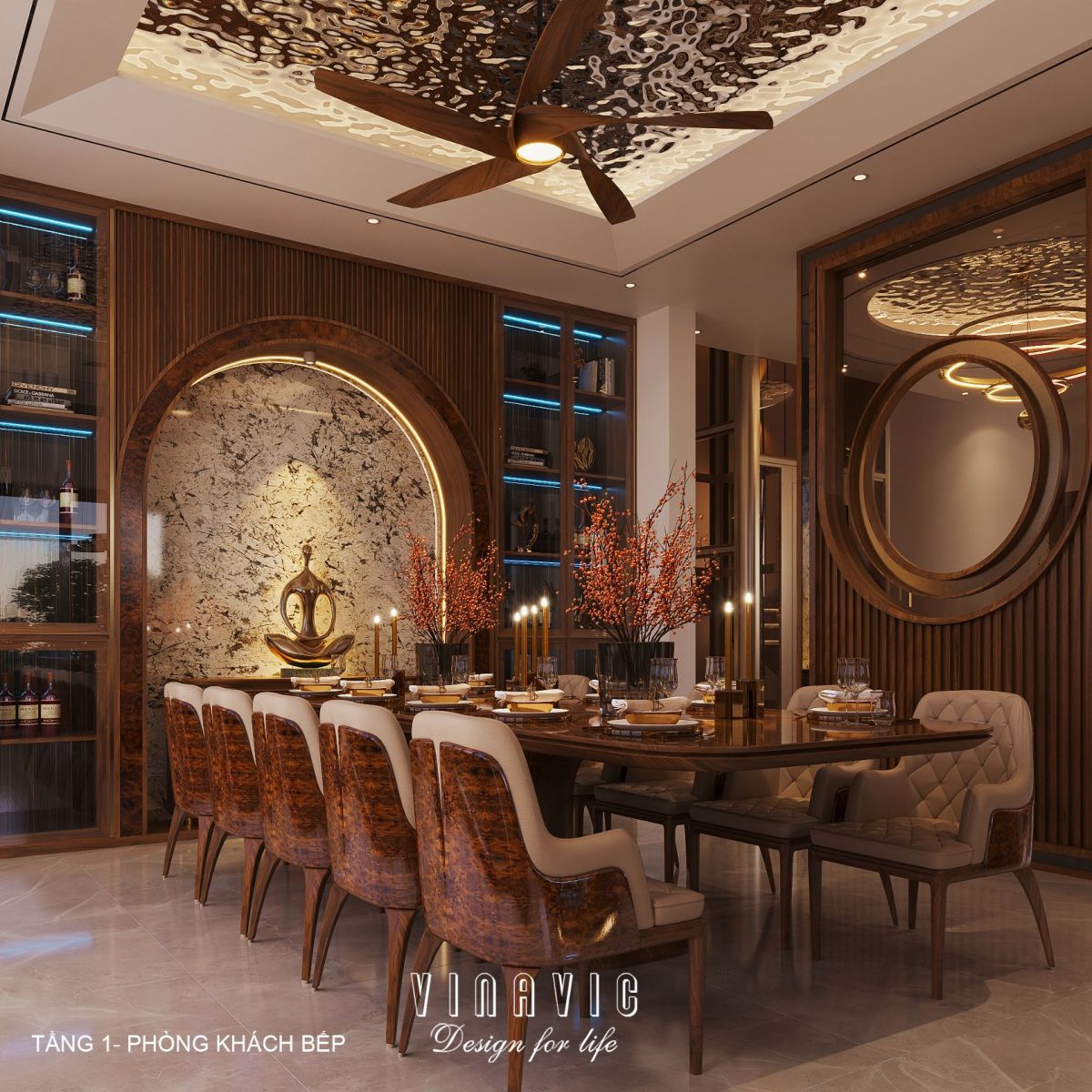 Nội thất biệt thự hiện đại 3 tầng 18x18m NT2355