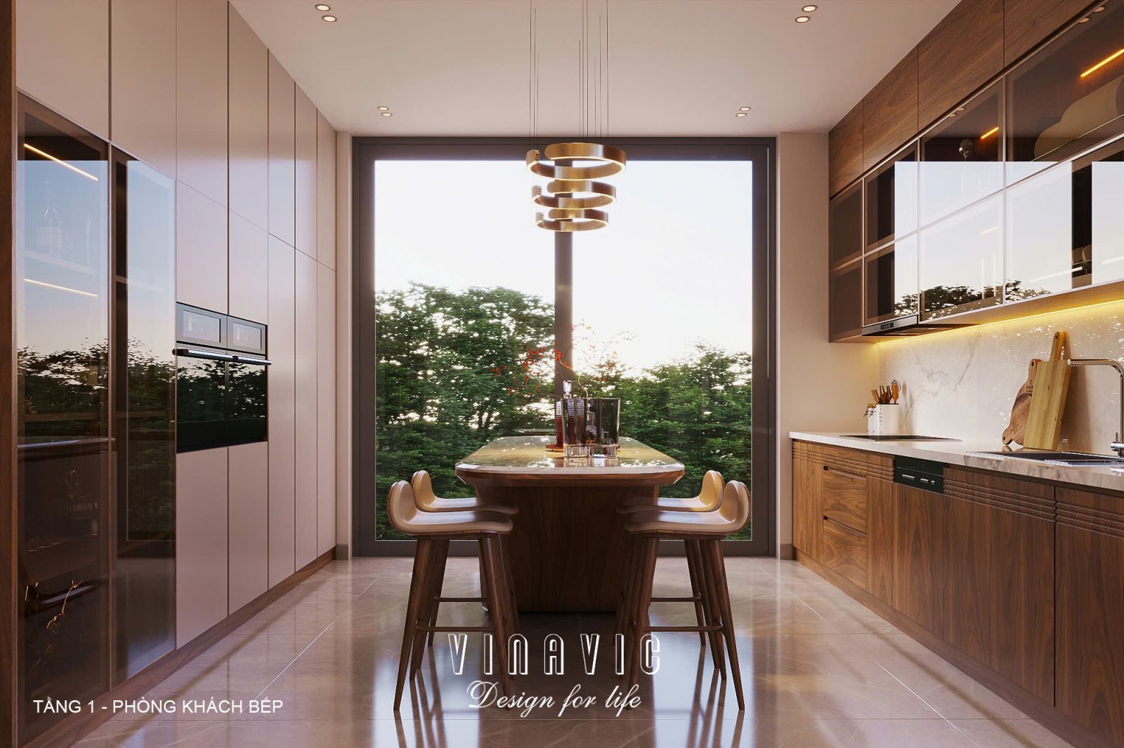 Nội thất phòng bếp và ăn biệt thự hiện đại 3 tầng 18x18m (CĐT Mr Thắng - Nghệ An) NT2355