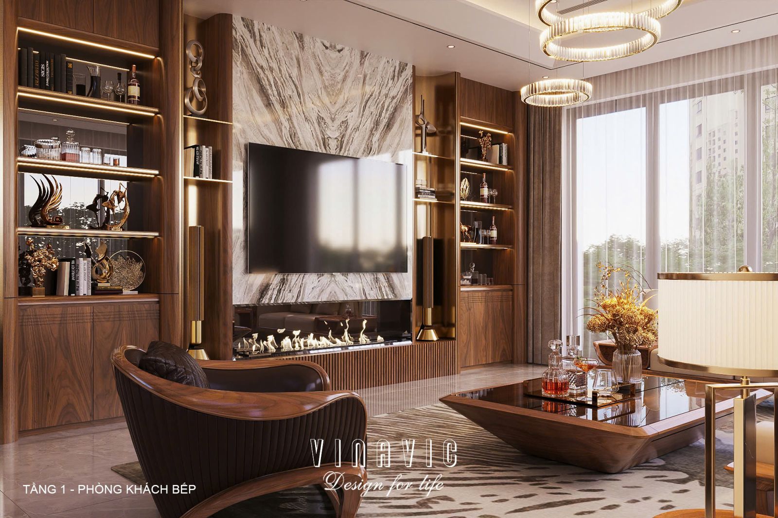 Nội thất phòng khách biệt thự hiện đại 3 tầng 18x18m (CĐT Mr Thắng - Nghệ An) NT2355