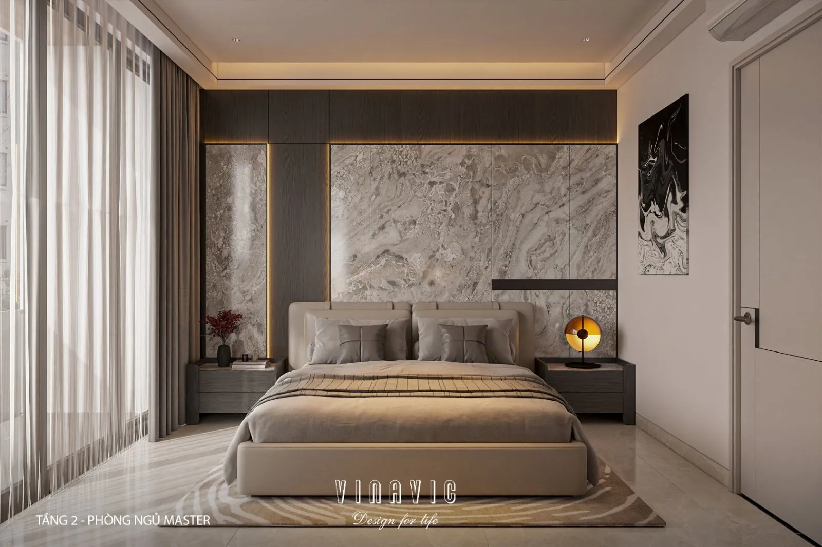 Phối cảnh phòng ngủ hiện đại biệt thự Ciputra