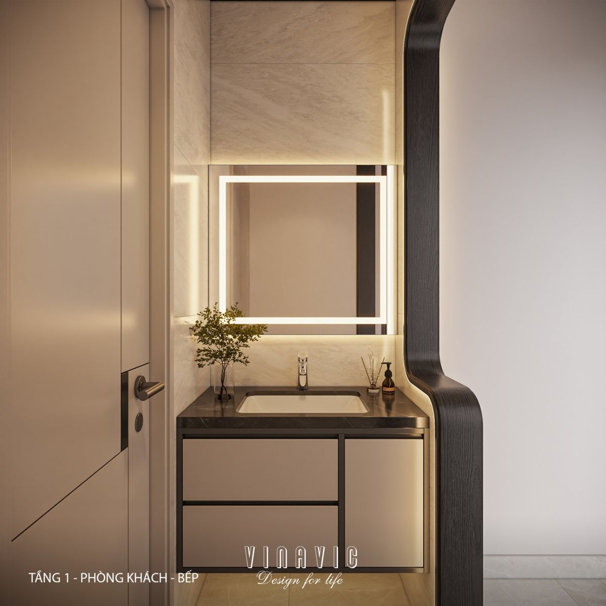 Phối cảnh nội thất phòng khách biệt thự 2 tầng NT2356