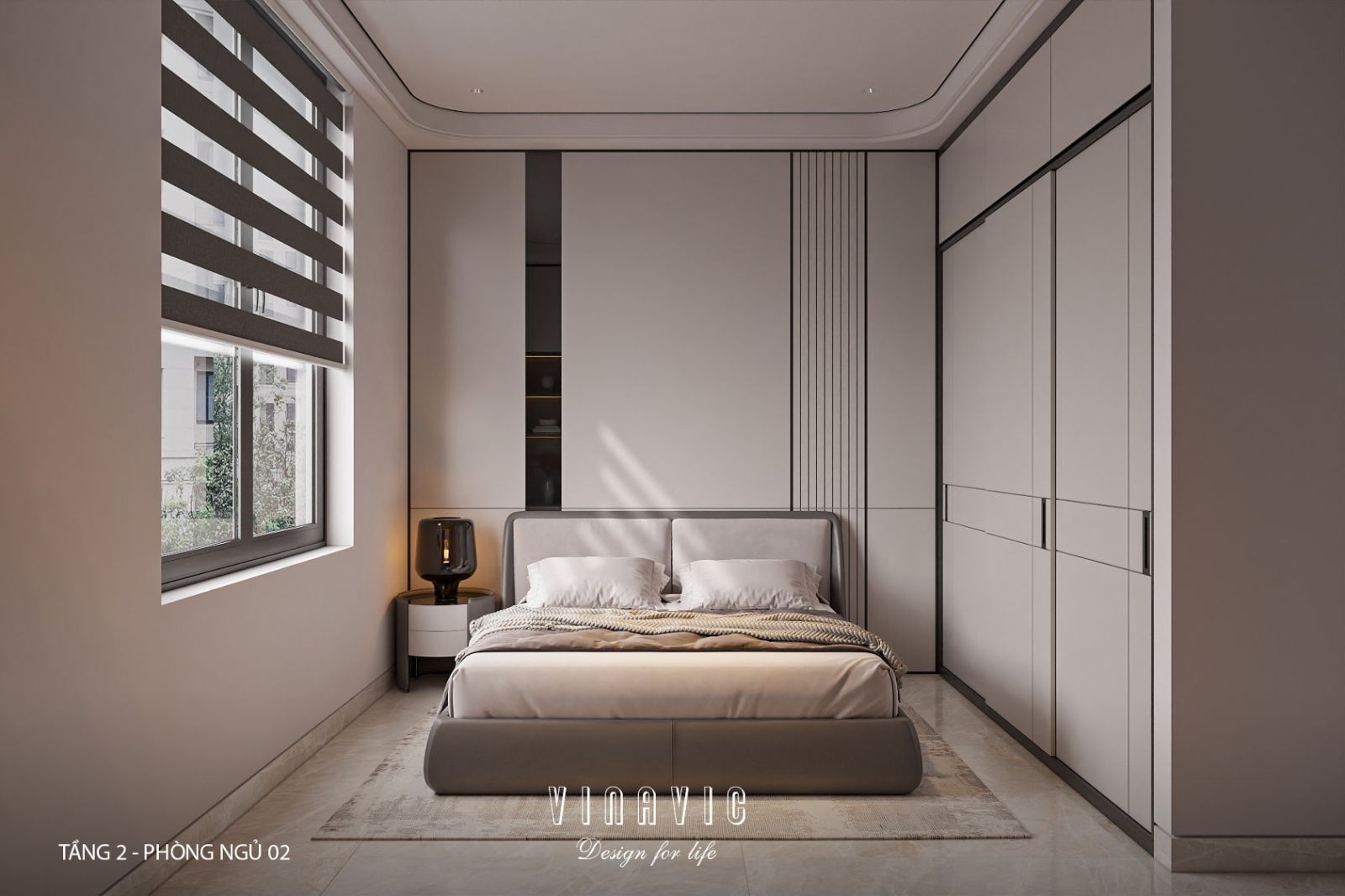 Phối cảnh phòng ngủ 02 tầng 2 biệt thự NT2356