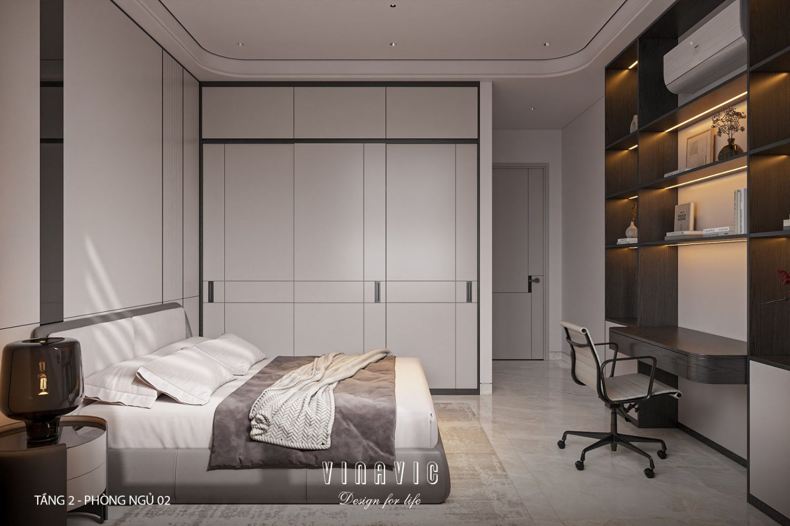 Phối cảnh phòng ngủ 02 tầng 2 biệt thự NT2356