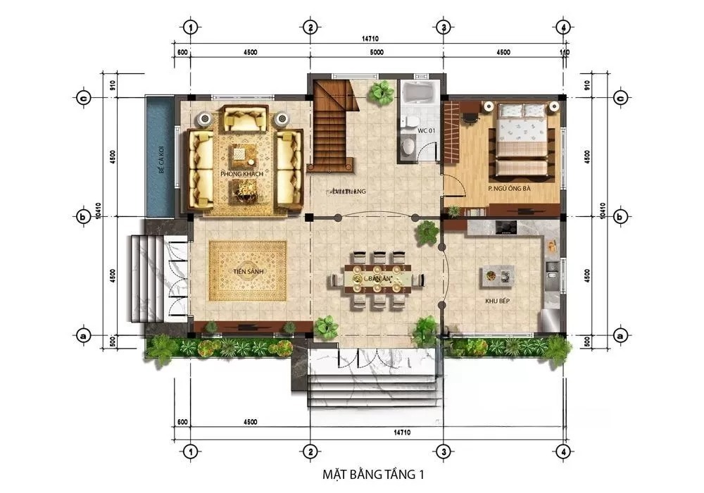 Sơ đồ chia phòng trong nhà vuông tối ưu nhất