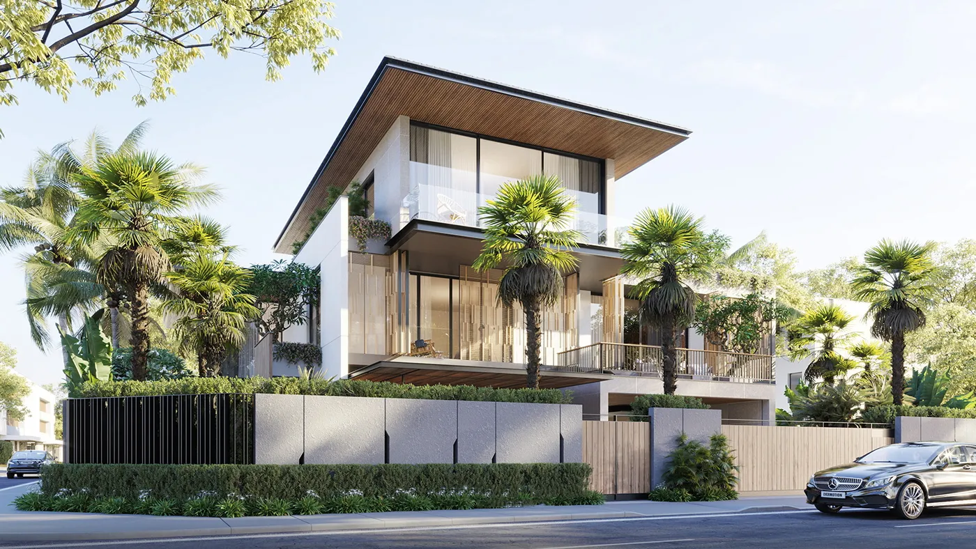 Thiết kế tầng lửng nhà phố sáng tạo dùng làm phòng khách, với sofa màu kem và cửa kính lớn, thể hiện sự tối ưu không gian hợp pháp.