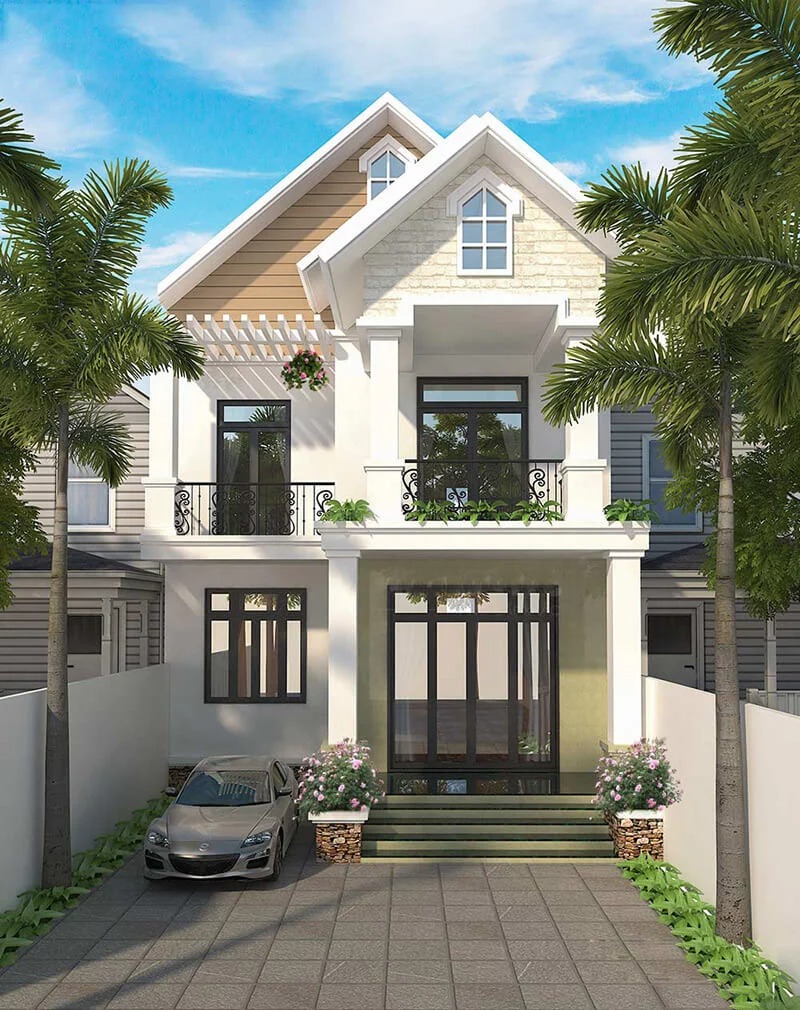 Nhà 2 Tầng 1 Tum Chữ L Mái Thái 70m2