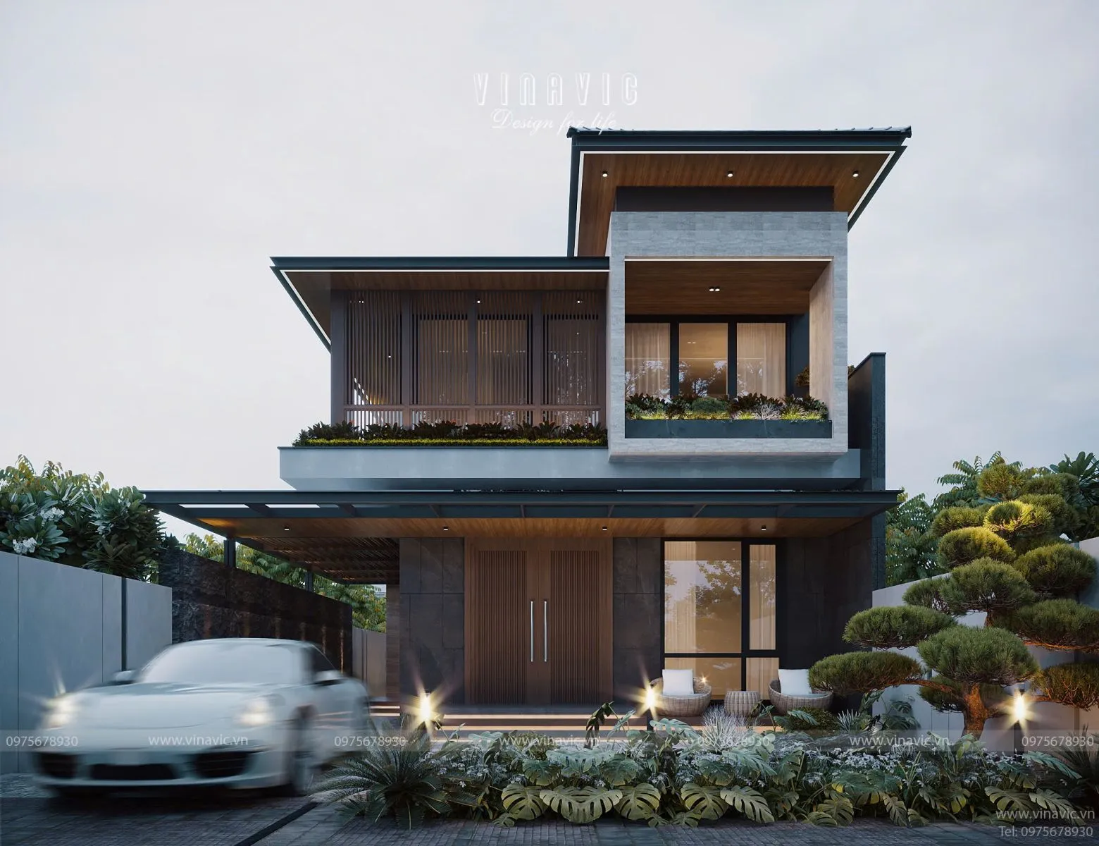 Mẫu biệt thự 2 tầng 300m2 kích thước 13 x 12m 4 phòng ngủ