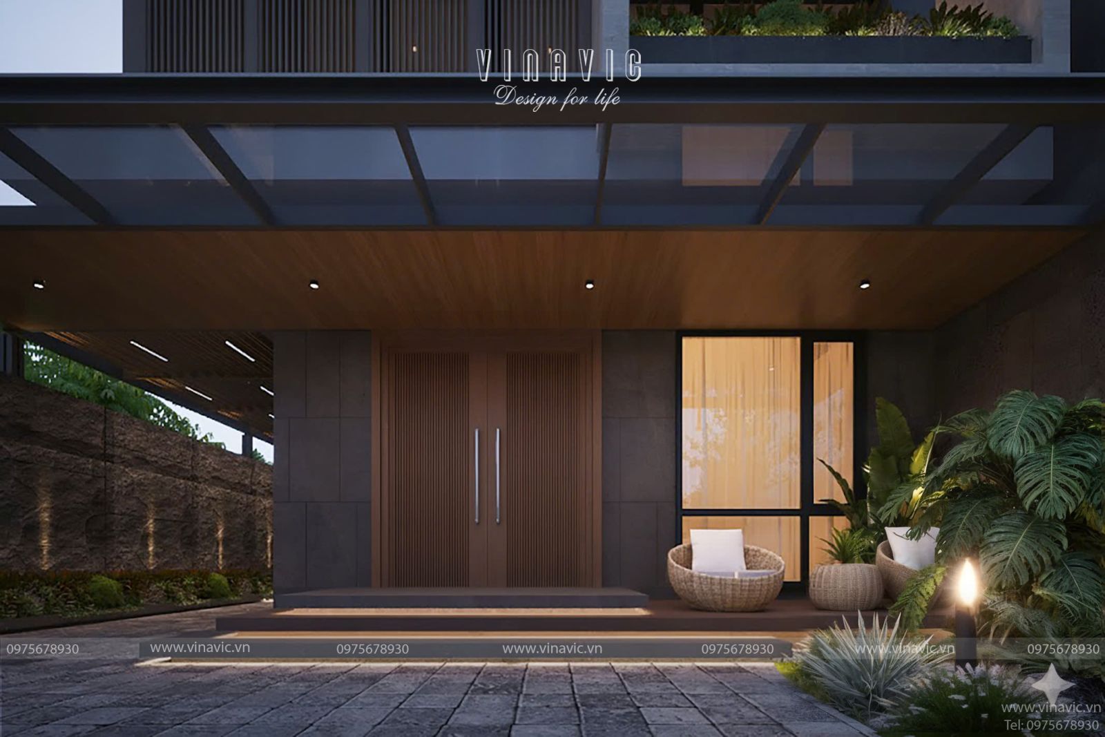 Mẫu biệt thự 2 tầng 4 phòng ngủ hiện đại 187m2 mặt tiền 11m x sâu 17m BT2425