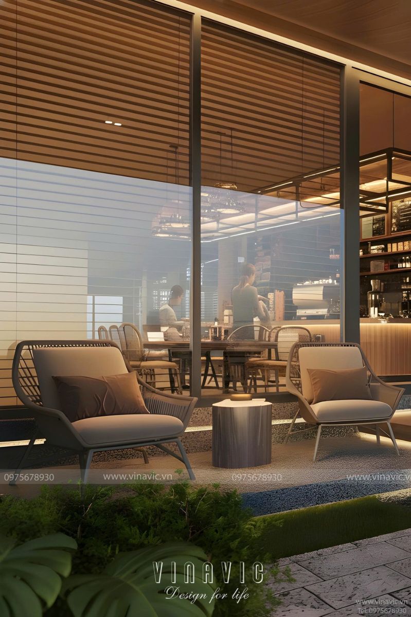 Bố trí mặt bằng công năng Thiết kế biệt thự 3 tầng hiện đại 11x36m kinh doanh Tropicana Coffee House BT2425