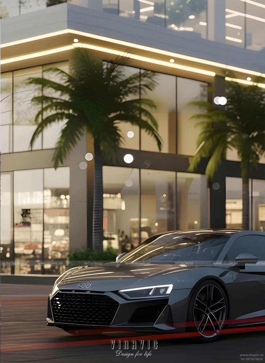 Phối cảnh thiết kế nhà nghỉ 7 tầng kinh doanh hiện đại 9x17m BT2429