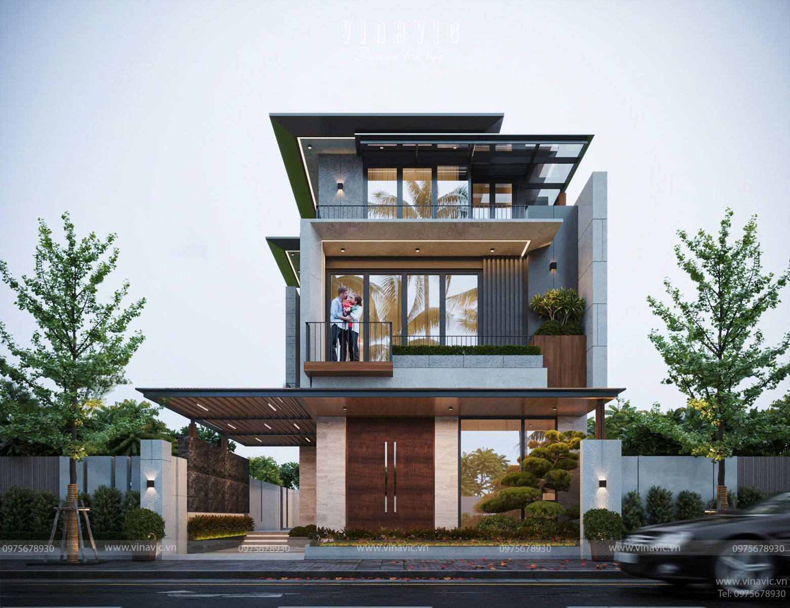 Biệt thự hiện đại 3 tầng mái nhật 150m2 6 phòng ngủ 10x15m BT2435