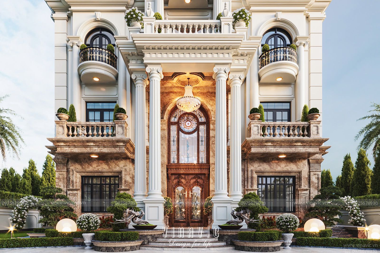Biệt thự tân cổ điển 1 trệt 2 lầu 1 áp mái 530m2 (23x23m) BT2436