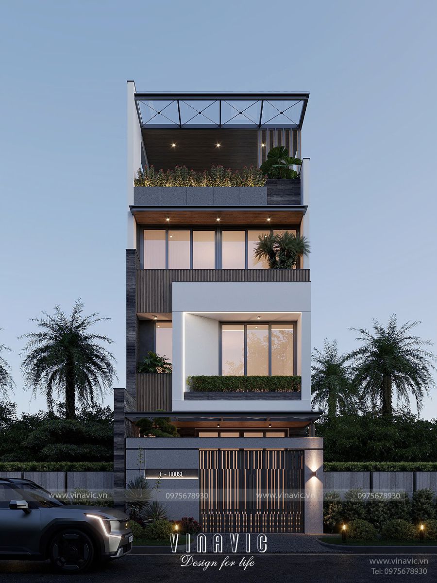 Mẫu nhà phố 4 tầng đẹp hiện đại 6x15m 4 phòng ngủ 90m2 NP2357
