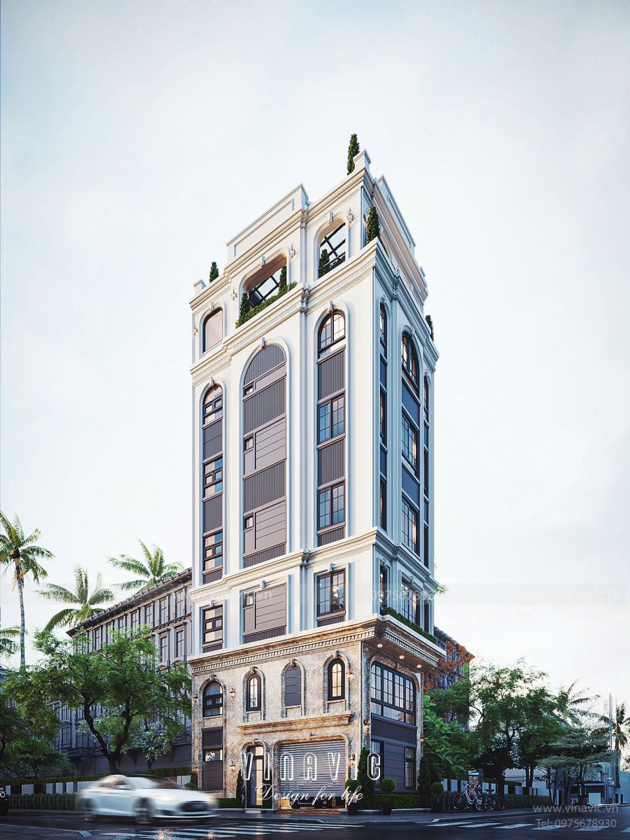 Phối cảnh thiết kế nhà phố 2 mặt tiền 6m x 9m tân cổ điển NP2358