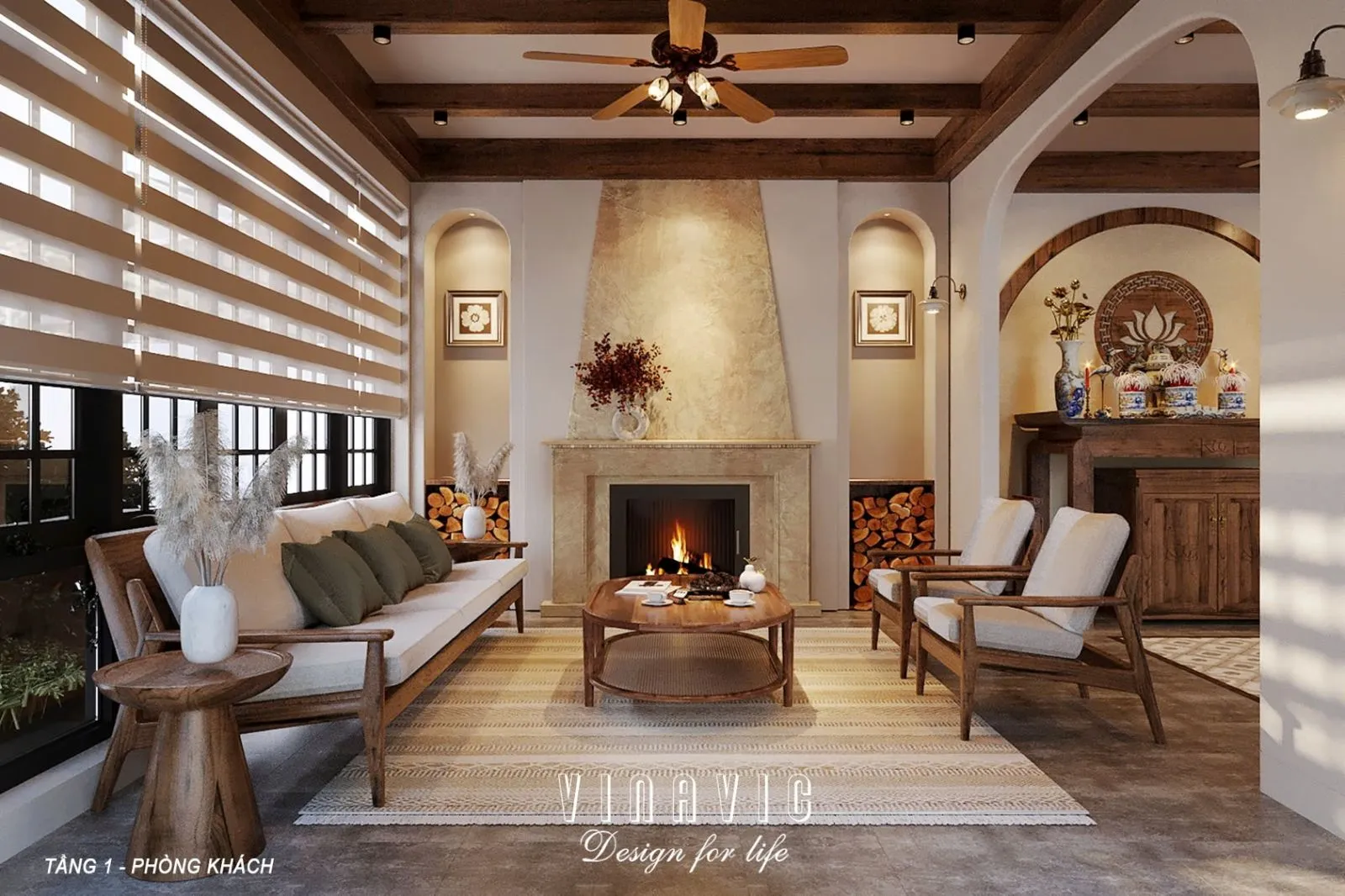 Phòng khách phong cách Đài Loan thanh lịch, ấm áp