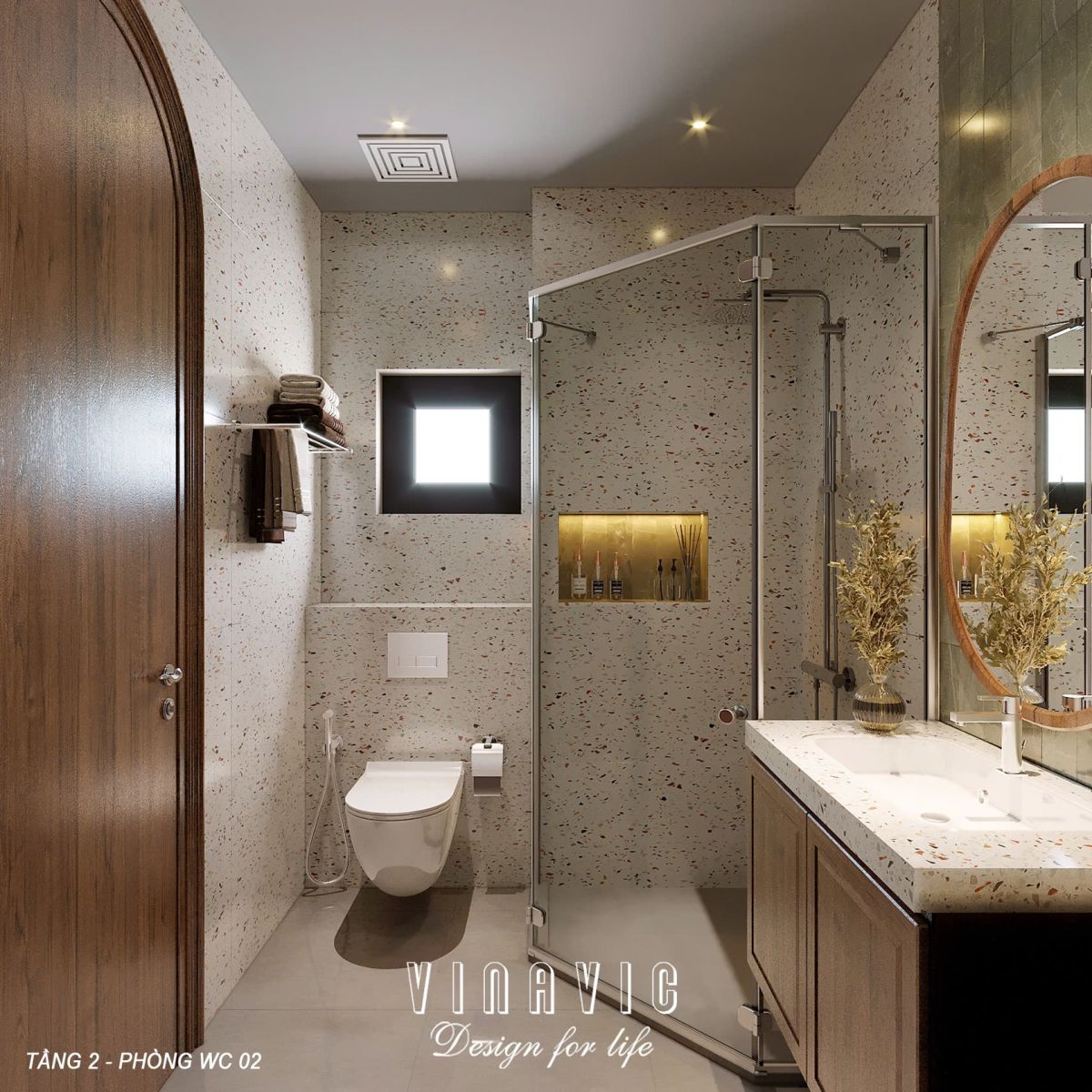 PHỐI CẢNH NỘI THẤT PHÒNG TẮM BIỆT THỰ 2 TẦNG NT2357