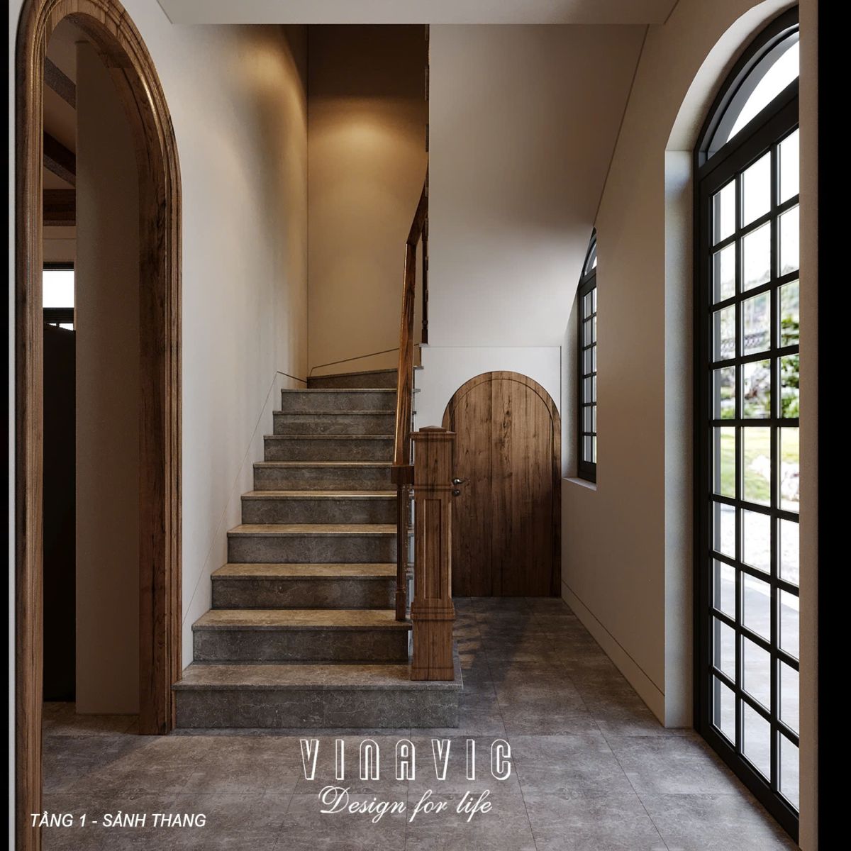 PHỐI CẢNH NỘI THẤT TẦNG 1 BIỆT THỰ 2 TẦNG NT2357