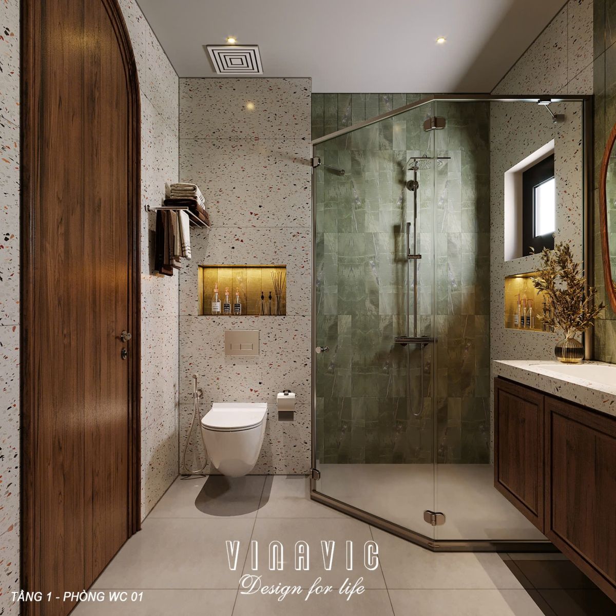 PHỐI CẢNH NỘI THẤT PHÒNG TẮM BIỆT THỰ 2 TẦNG NT2357
