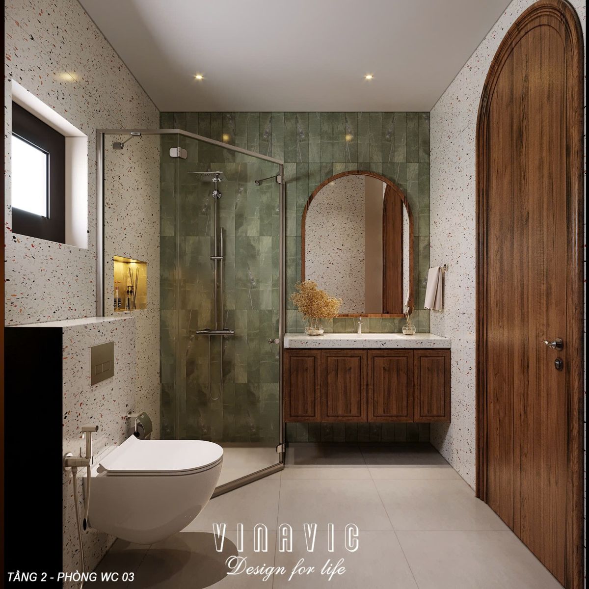 PHỐI CẢNH NỘI PHÒNG TẮM BIỆT THỰ 2 TẦNG NT2357