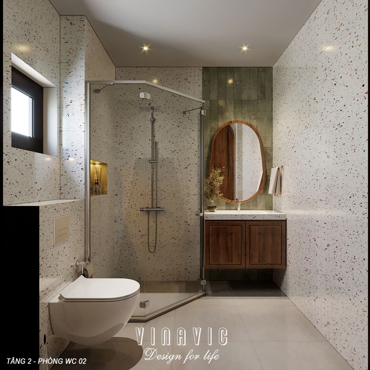 PHỐI CẢNH NỘI PHÒNG TẮM BIỆT THỰ 2 TẦNG NT2357