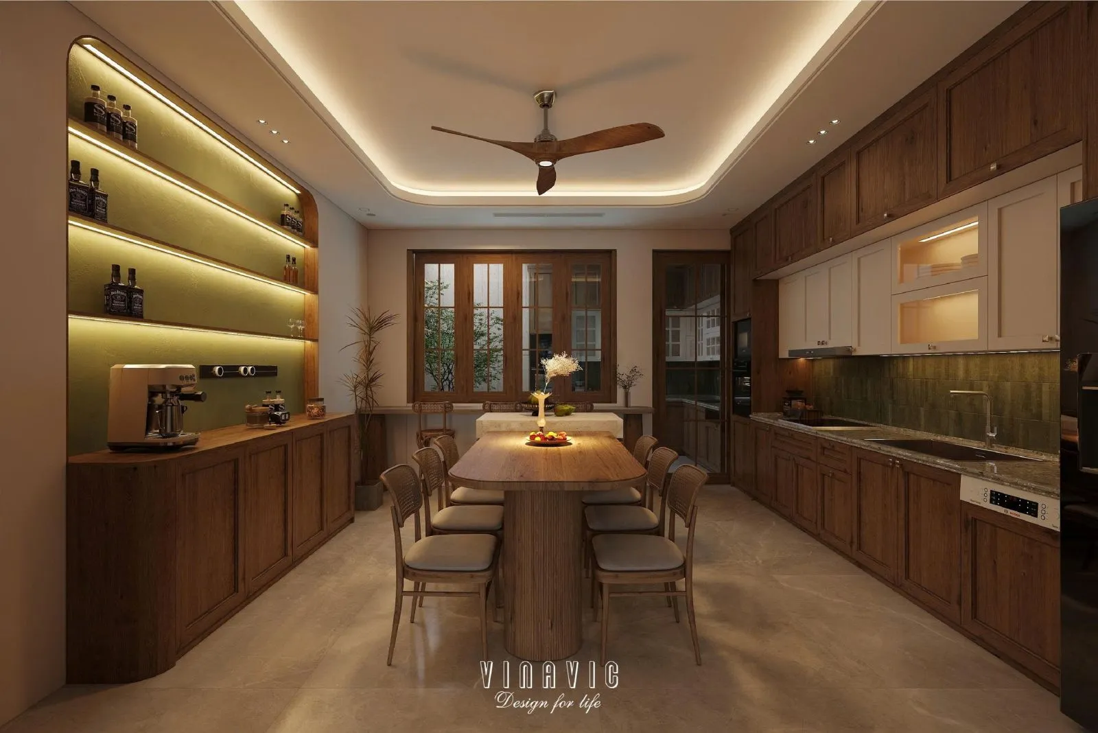 Tủ bếp thông minh: Ngăn kéo chống kẹt, hệ thống giá nâng hạ, tủ kho nhiều tầng kéo trượt