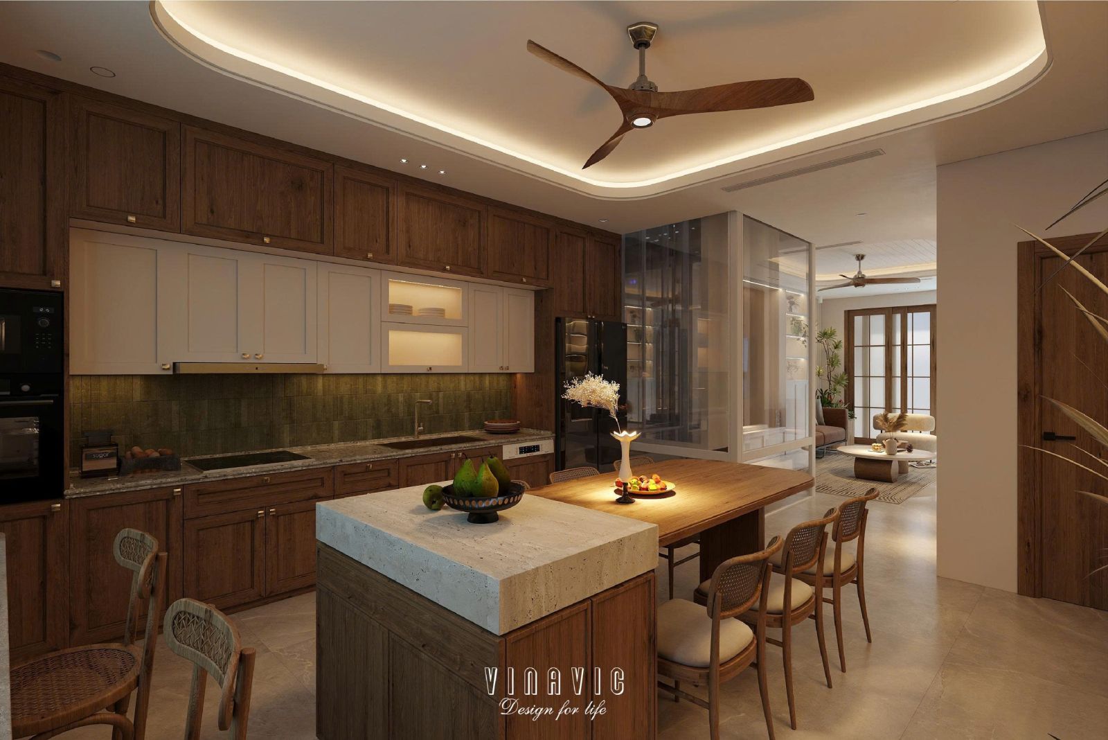 Phối cảnh nội thất phòng bếp nhà phố NT2358