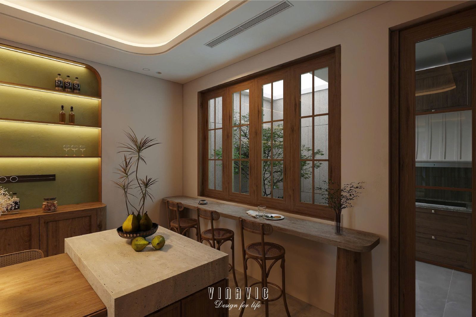 Phối cảnh nội thất phòng bếp nhà phố NT2358