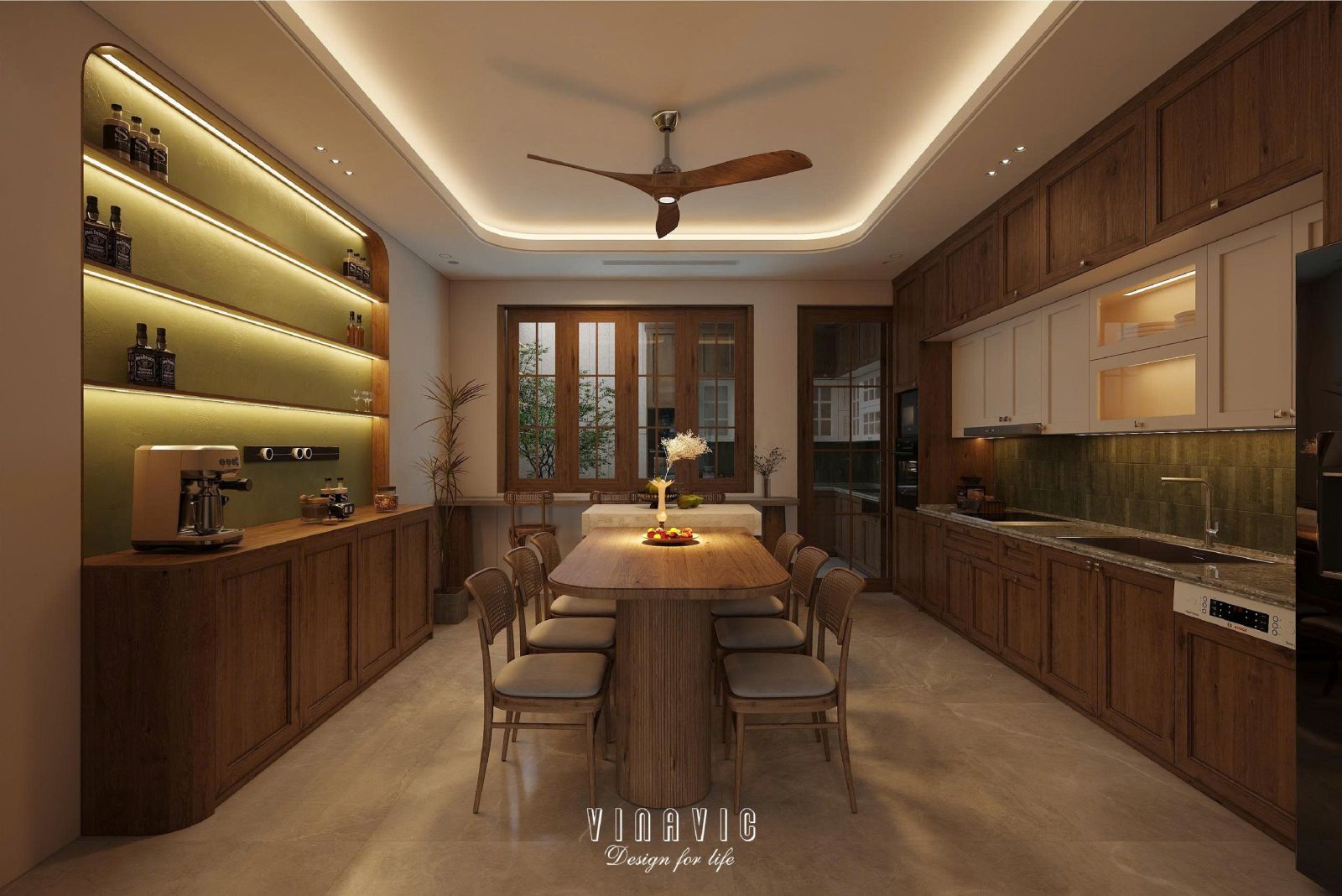 Phối cảnh nội thất phòng bếp nhà phố NT2358