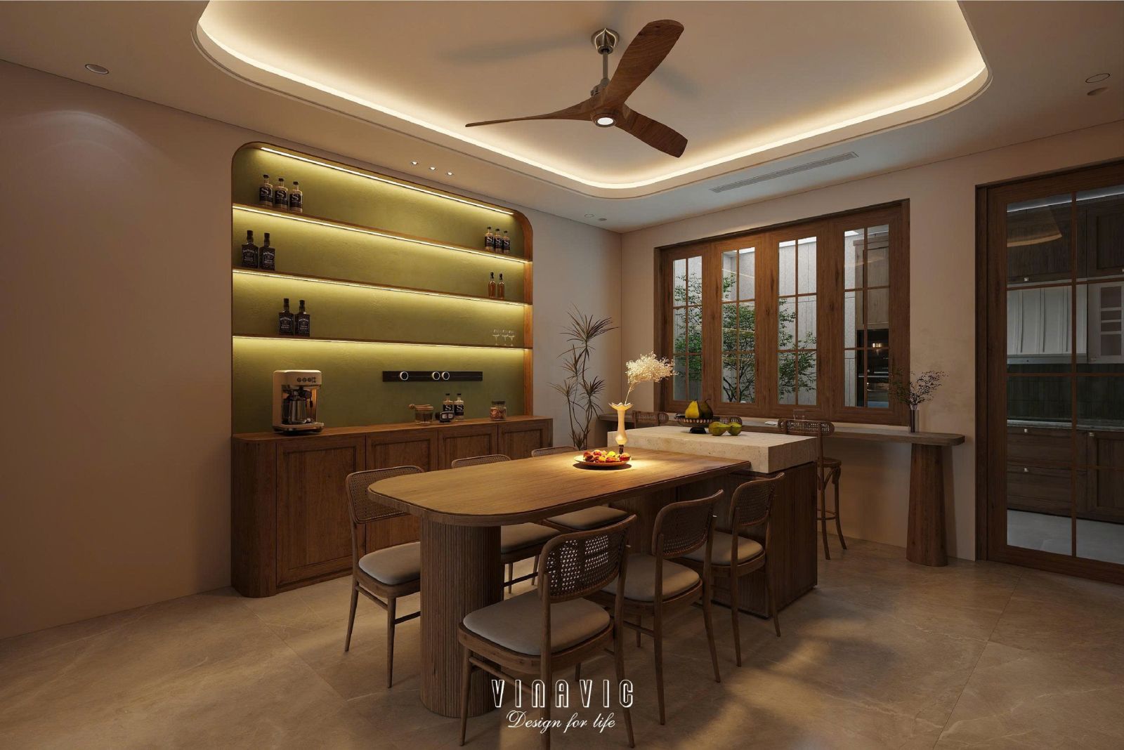 Phối cảnh nội thất phòng bếp nhà phố NT2358