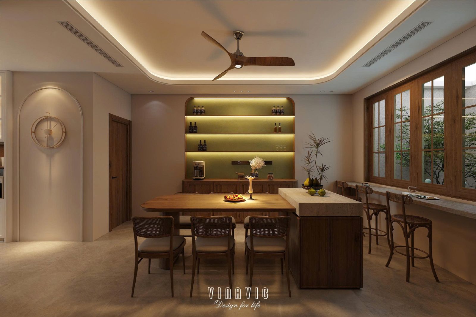 Phối cảnh nội thất phòng bếp nhà phố NT2358