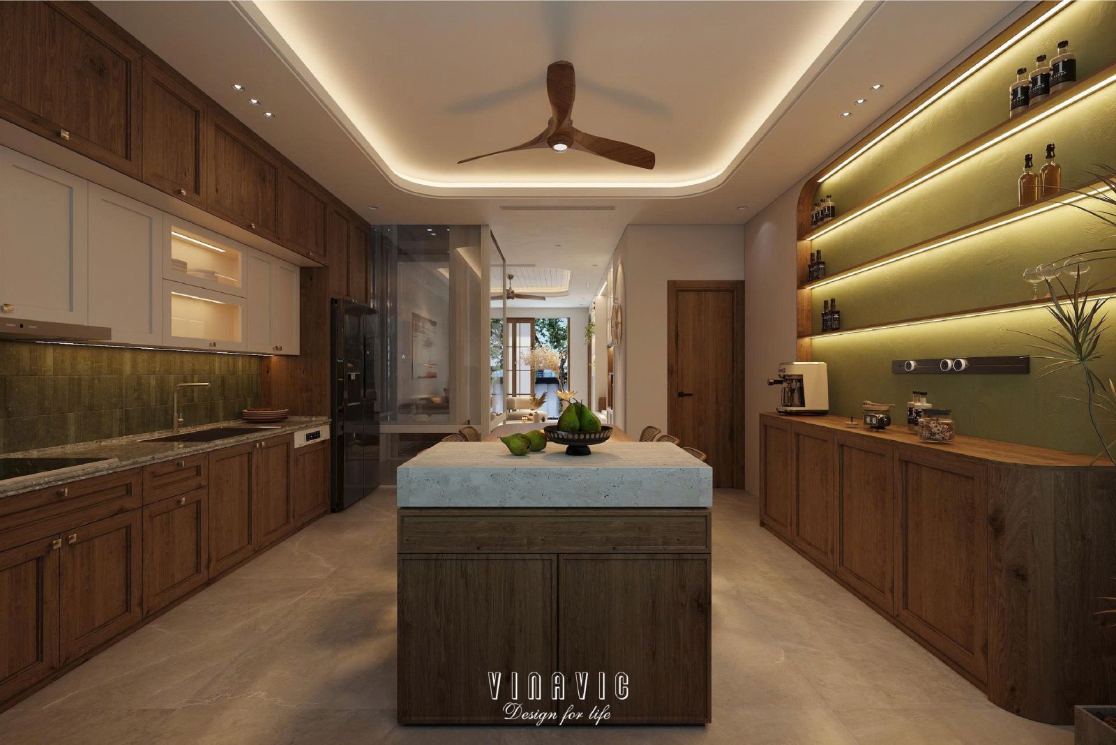 Phối cảnh nội thất phòng bếp nhà phố NT2358