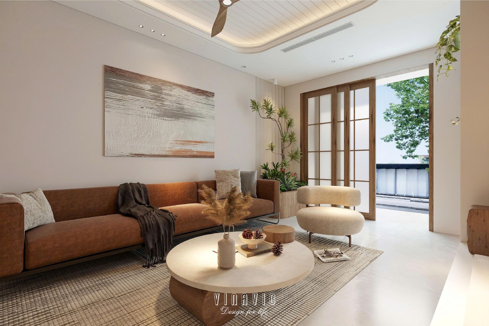 Phối cảnh nội thất phòng khách nhà phố NT2358