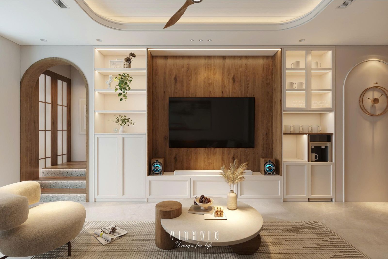 Phối cảnh nội thất phòng khách nhà phố NT2358