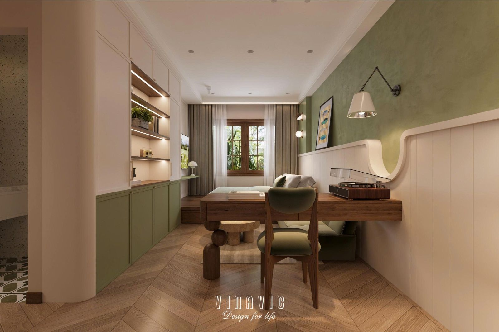 Phối cảnh nội thất phòng ngủ nhà phố NT2358