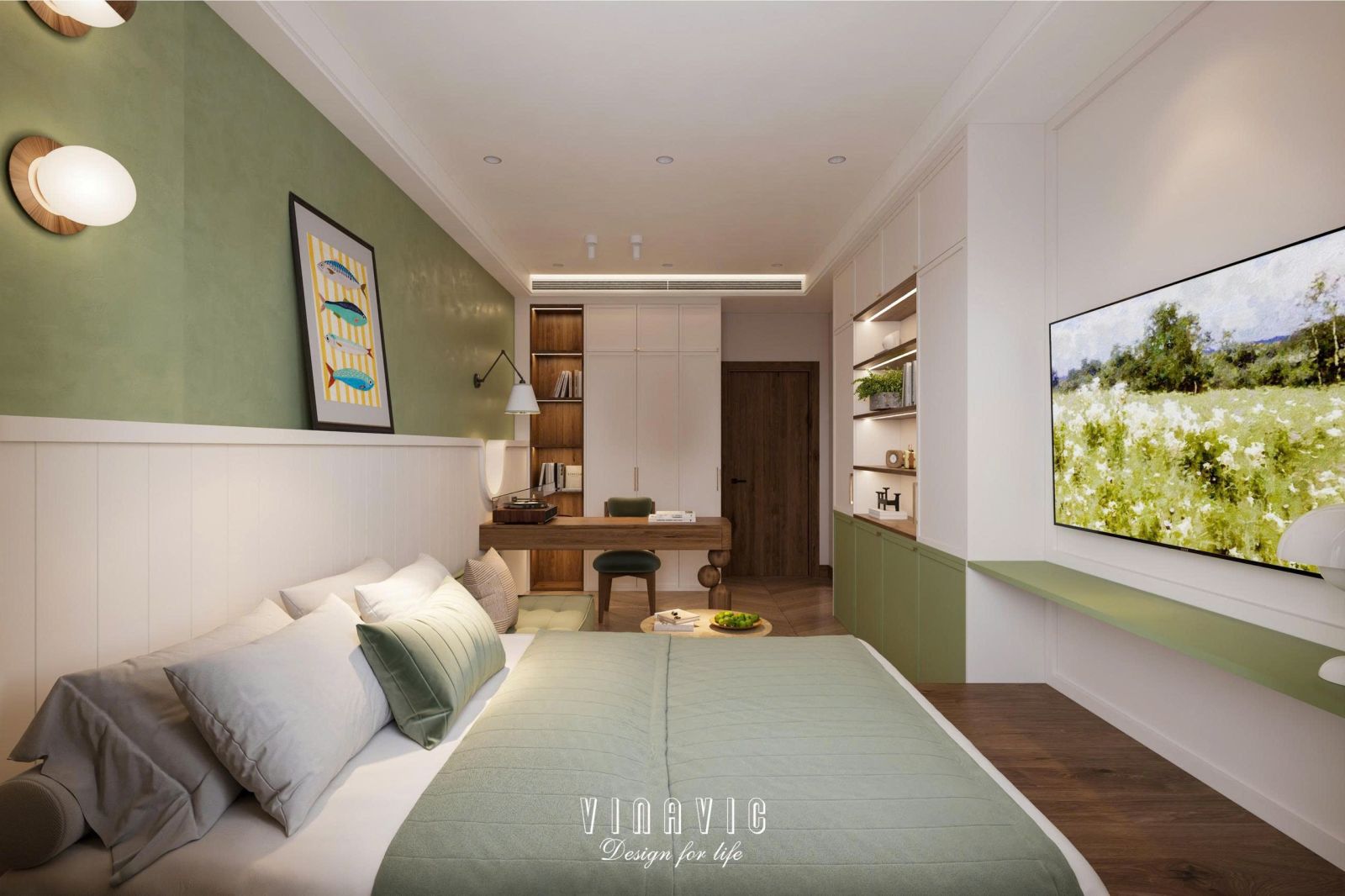 Phối cảnh nội thất phòng ngủ nhà phố NT2358