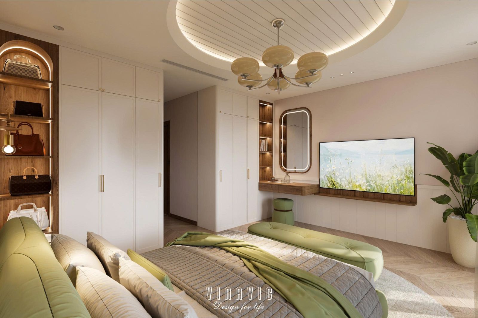 Phối cảnh nội thất phòng ngủ nhà phố NT2358