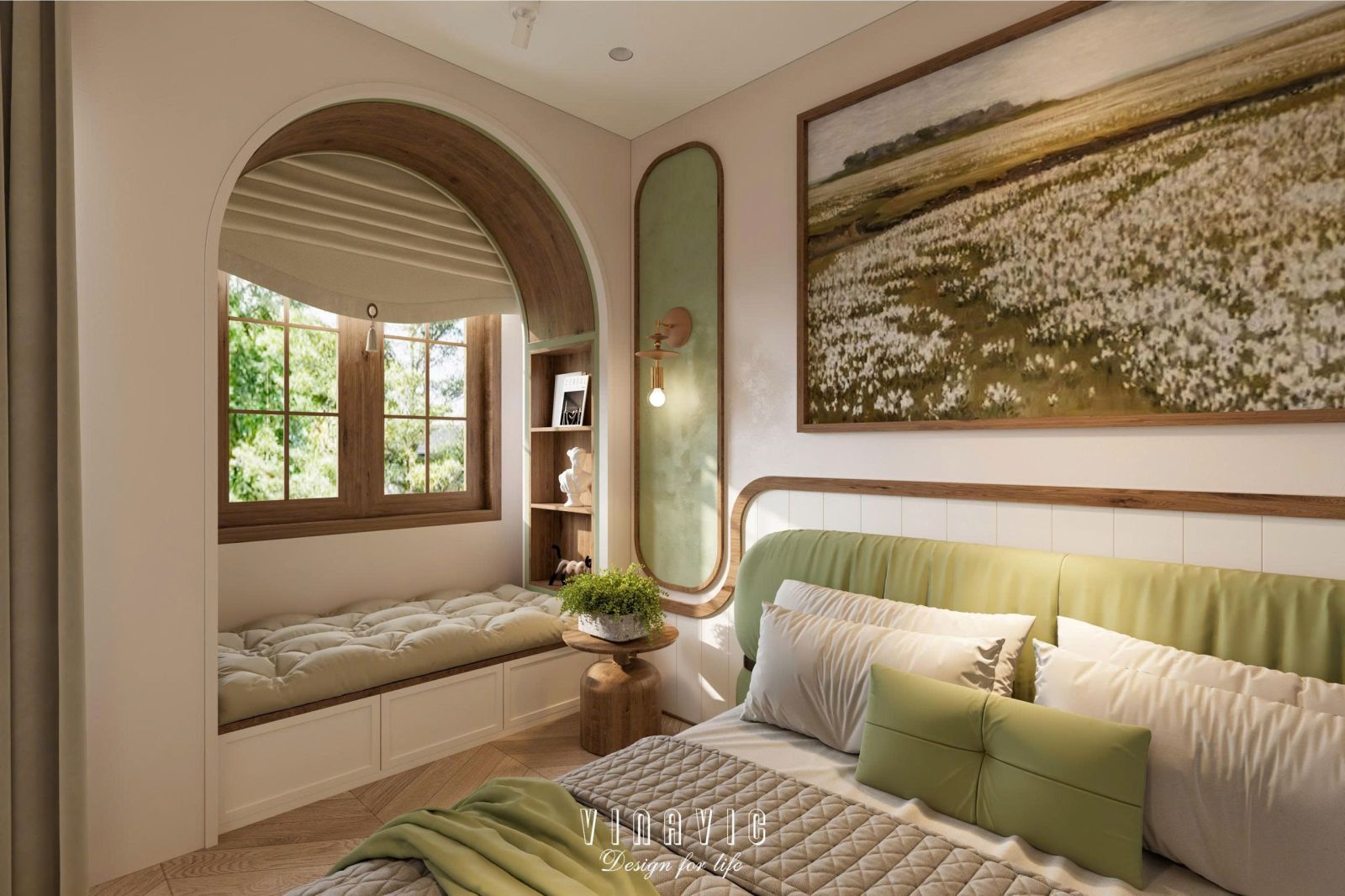 Phối cảnh nội thất phòng ngủ nhà phố NT2358