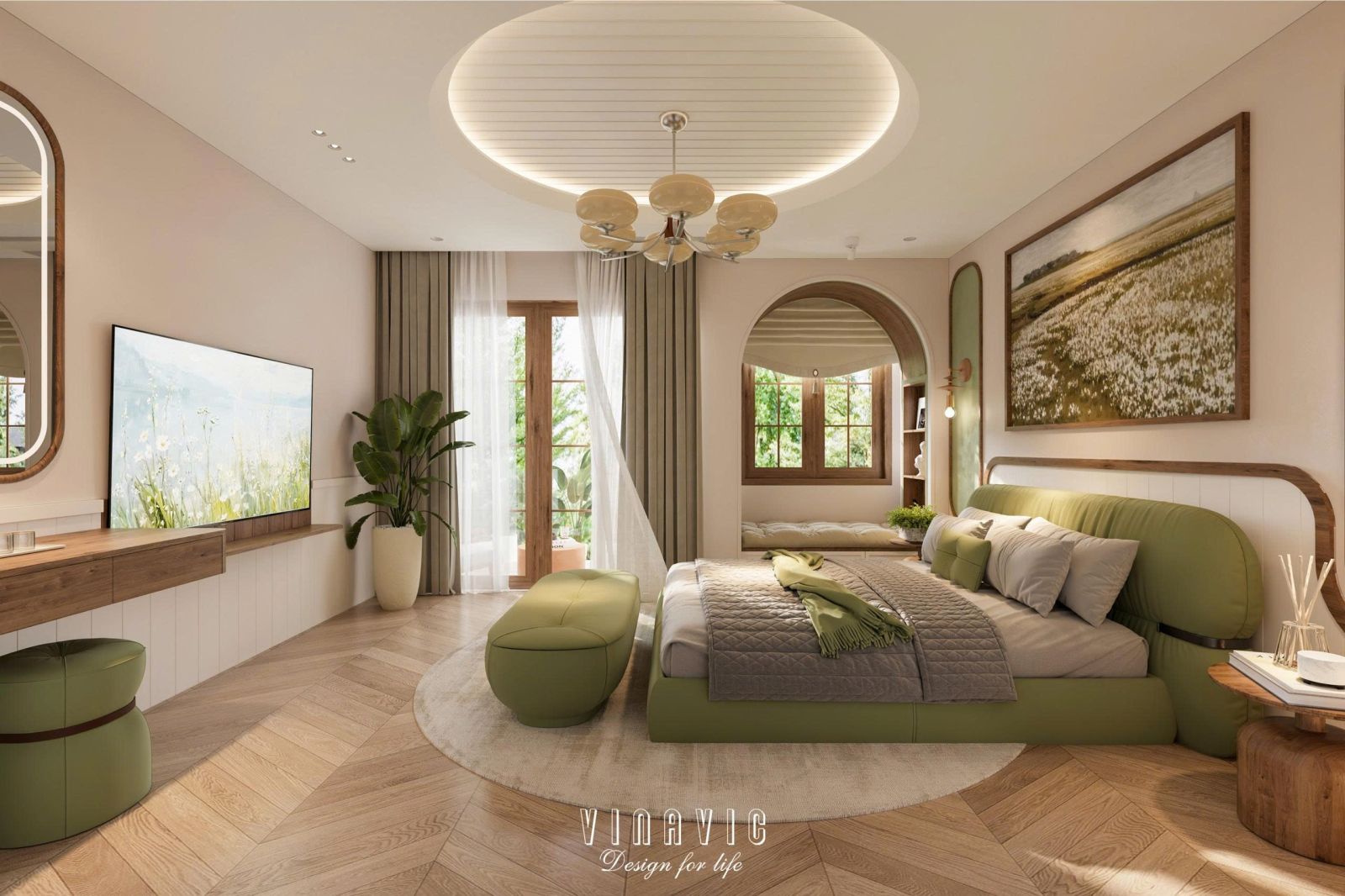 Phối cảnh nội thất phòng ngủ nhà phố NT2358