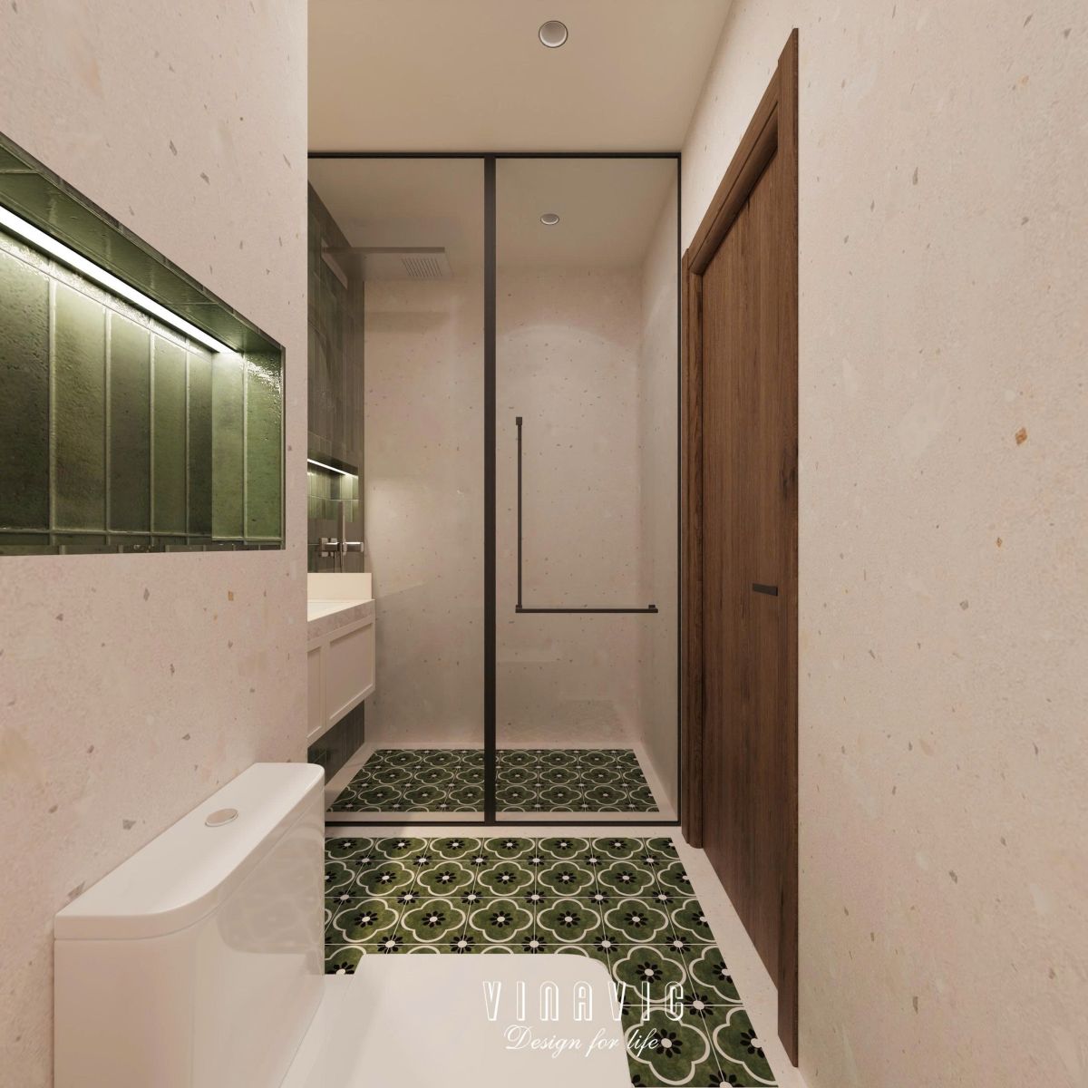 Phối cảnh nội thất phòng tắm nhà phố NT2358