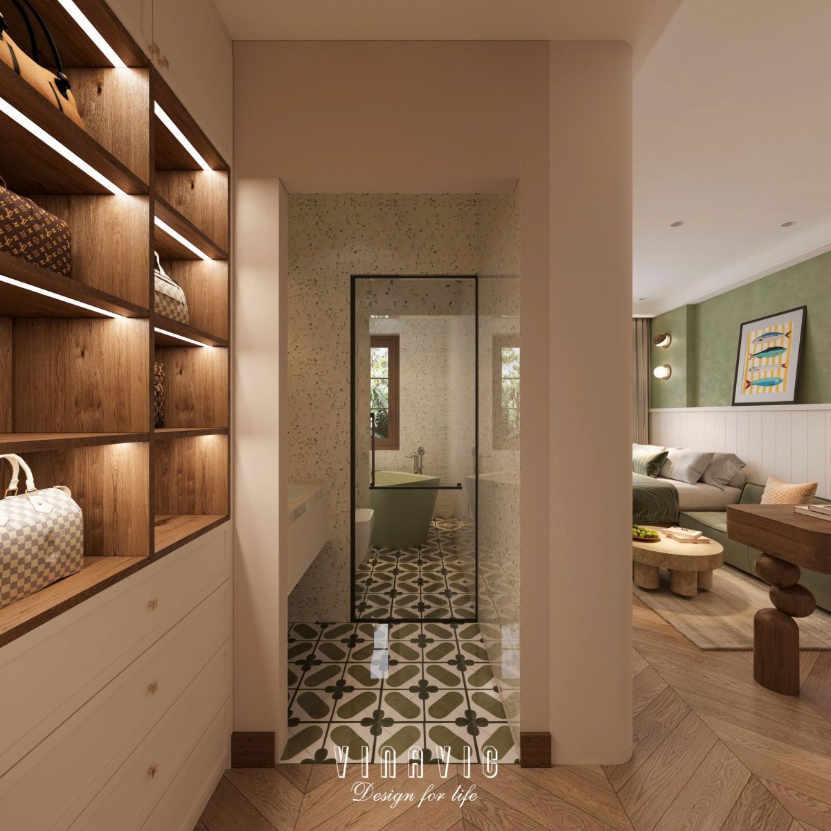 Phối cảnh nội thất phòng tắm nhà phố NT2358