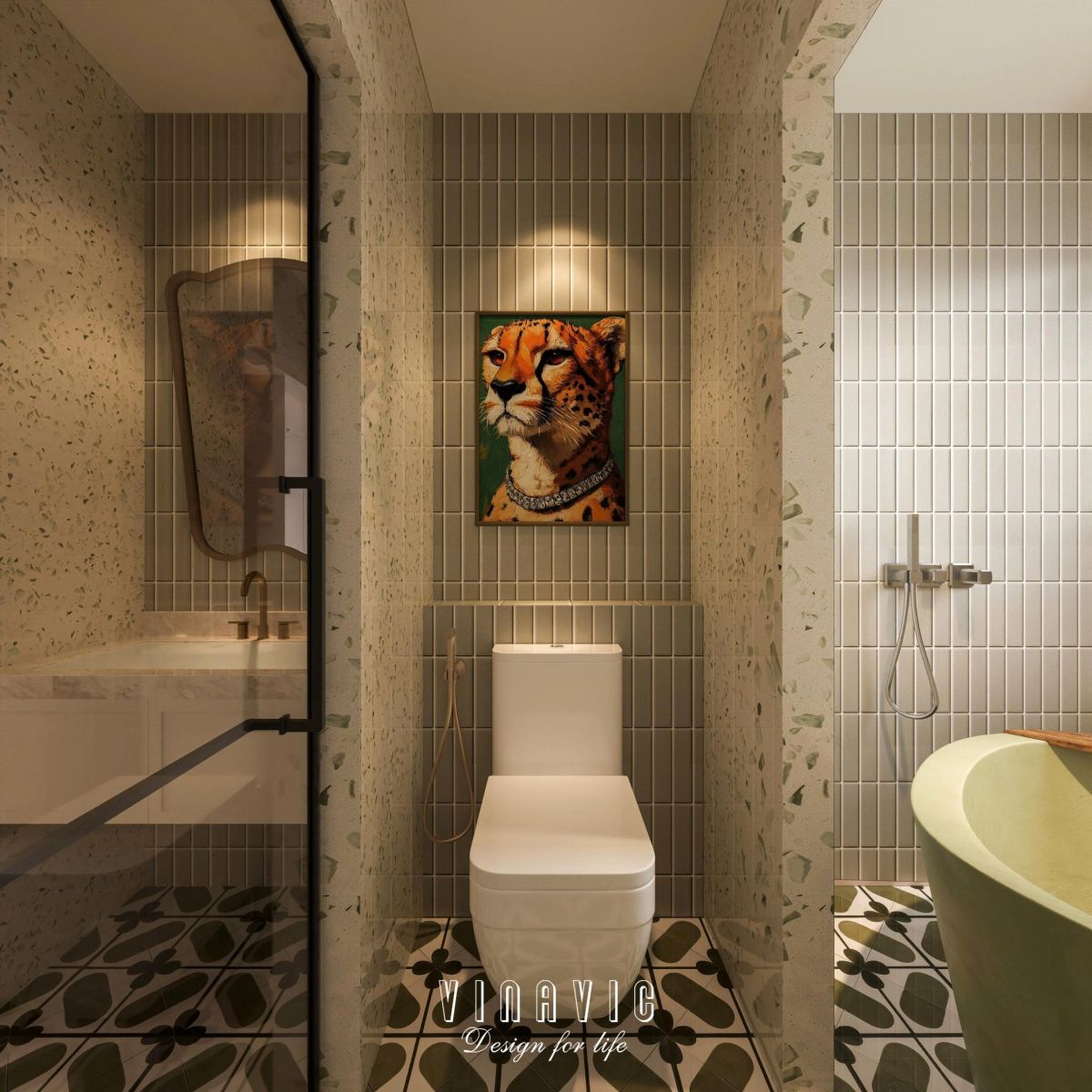 Phối cảnh nội thất phòng tắm nhà phố NT2358